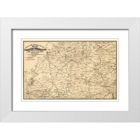 Western Tennessee and Part of Kentucky 1865 White Modern Wood Framed Art Print with Double Matting by Vintage Maps
