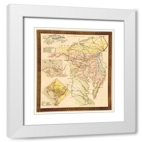 Pocket Map of the Probable Theatre of War 1861 White Modern Wood Framed Art Print with Double Matting by Vintage Maps