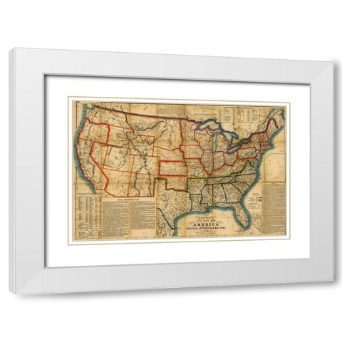 US In the Civil War Period 1863 White Modern Wood Framed Art Print with Double Matting by Vintage Maps