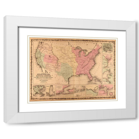 Military Map of the United States 1862 White Modern Wood Framed Art Print with Double Matting by Vintage Maps