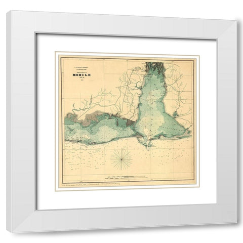Approaches to Mobile Alabama 1864 White Modern Wood Framed Art Print with Double Matting by Vintage Maps