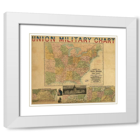 Union Military Chart 1861 White Modern Wood Framed Art Print with Double Matting by Vintage Maps