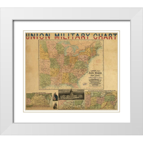 Union Military Chart 1861 White Modern Wood Framed Art Print with Double Matting by Vintage Maps