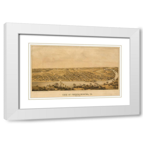 Fredericksburg aerial view 1863 White Modern Wood Framed Art Print with Double Matting by Vintage Maps