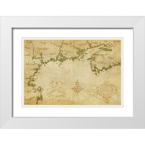New France by Champlain White Modern Wood Framed Art Print with Double Matting by Vintage Maps