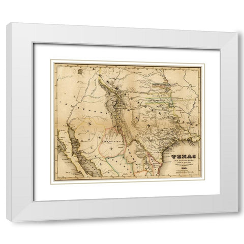 Texas 1846 White Modern Wood Framed Art Print with Double Matting by Vintage Maps