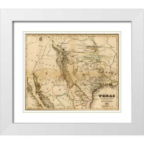 Texas 1846 White Modern Wood Framed Art Print with Double Matting by Vintage Maps
