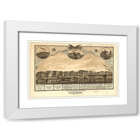Battle Creek Michigan 1869 White Modern Wood Framed Art Print with Double Matting by Vintage Maps