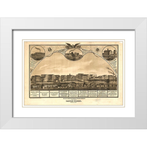 Battle Creek Michigan 1869 White Modern Wood Framed Art Print with Double Matting by Vintage Maps