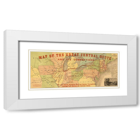 Great Central Route and Connections 1855 White Modern Wood Framed Art Print with Double Matting by Vintage Maps