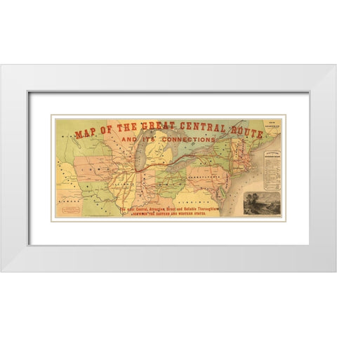 Great Central Route and Connections 1855 White Modern Wood Framed Art Print with Double Matting by Vintage Maps
