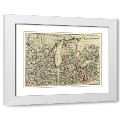 Standard Coal and Iron of Hocking Valley Ohio 1881 White Modern Wood Framed Art Print with Double Matting by Vintage Maps