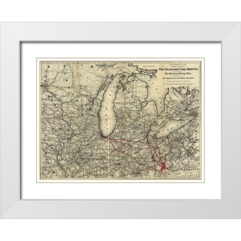 Standard Coal and Iron of Hocking Valley Ohio 1881 White Modern Wood Framed Art Print with Double Matting by Vintage Maps