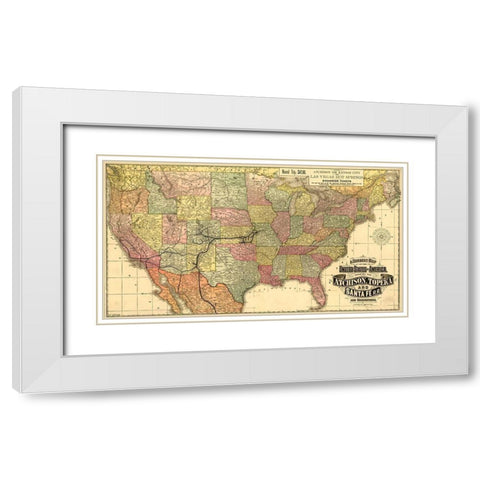Atchison Topeka and Santa Fe R R 1888 White Modern Wood Framed Art Print with Double Matting by Vintage Maps