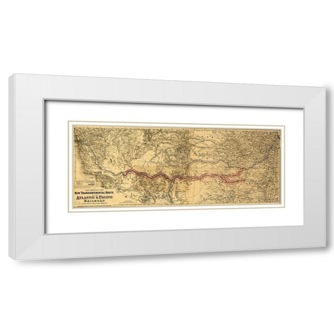 transcontinental route of the Atlantic and Pacific Railroad and its connections White Modern Wood Framed Art Print with Double Matting by Vintage Maps