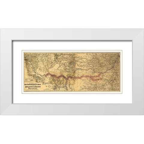 transcontinental route of the Atlantic and Pacific Railroad and its connections White Modern Wood Framed Art Print with Double Matting by Vintage Maps