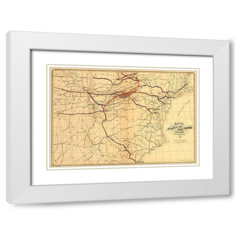Atlantic and Great Western Railway White Modern Wood Framed Art Print with Double Matting by Vintage Maps