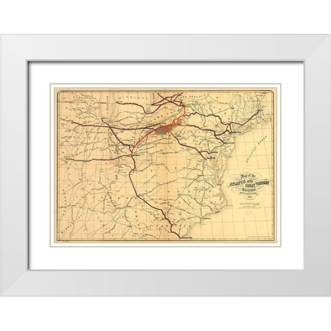Atlantic and Great Western Railway White Modern Wood Framed Art Print with Double Matting by Vintage Maps