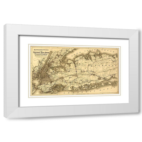 Central Rail Road Extension Company of Long Island 1873 White Modern Wood Framed Art Print with Double Matting by Vintage Maps