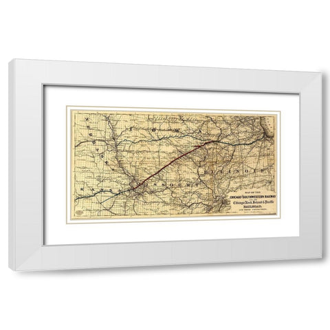 Chicago and Southwestern Railway and the Chicago Rock Island and Pacific Railroad 1869 White Modern Wood Framed Art Print with Double Matting by Vintage Maps