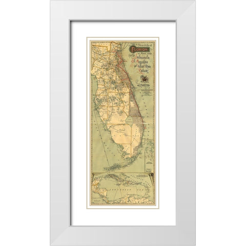 Jacksonville St Augustine and Indian River Railway 1893 White Modern Wood Framed Art Print with Double Matting by Vintage Maps