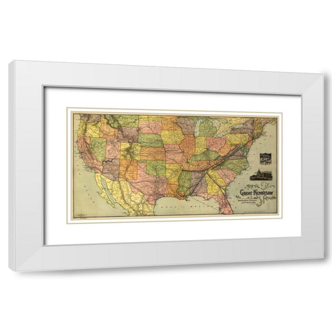Great Kennesaw Route 1890 White Modern Wood Framed Art Print with Double Matting by Vintage Maps