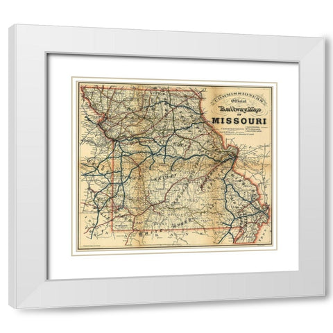 Missouri 1887 White Modern Wood Framed Art Print with Double Matting by Vintage Maps