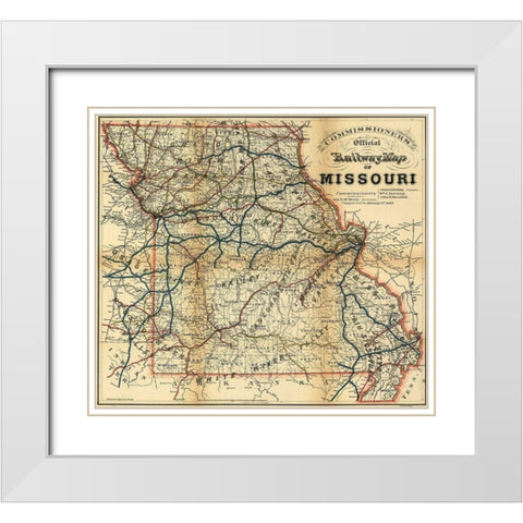 Missouri 1887 White Modern Wood Framed Art Print with Double Matting by Vintage Maps