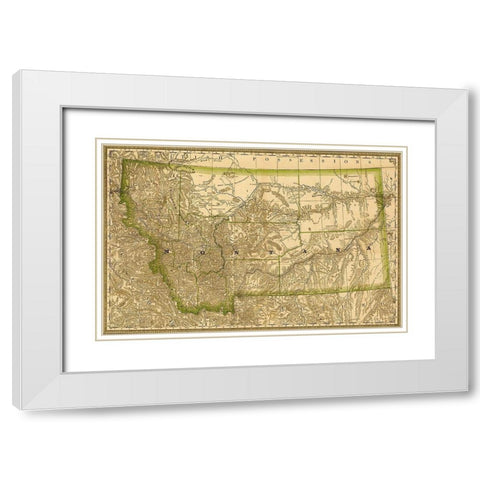Montana 1881 White Modern Wood Framed Art Print with Double Matting by Vintage Maps