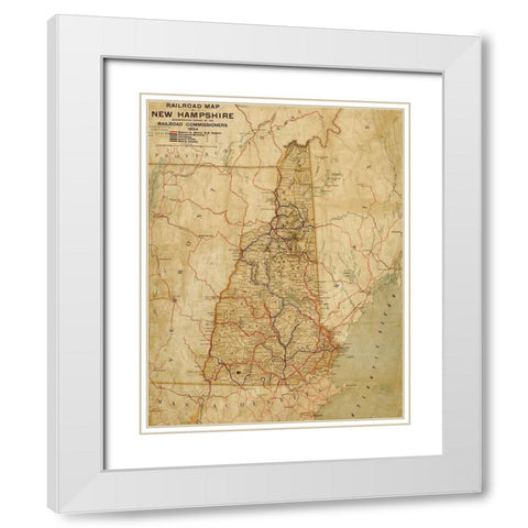 New Hampshire 1894 White Modern Wood Framed Art Print with Double Matting by Vintage Maps