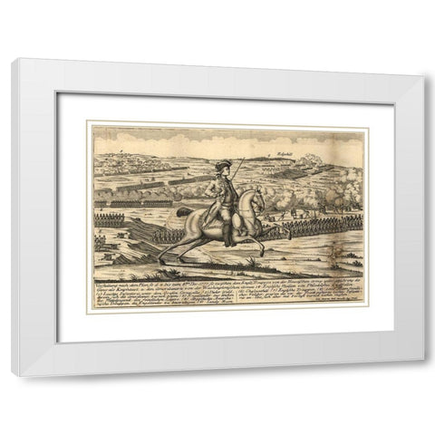 English General Howes Troops with German General Knypehausen 1777 White Modern Wood Framed Art Print with Double Matting by Vintage Maps
