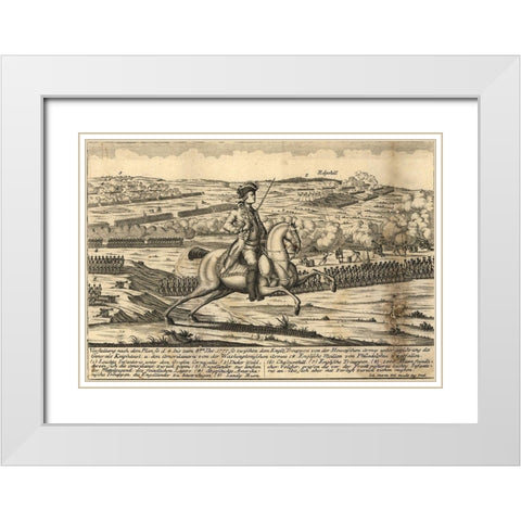 English General Howes Troops with German General Knypehausen 1777 White Modern Wood Framed Art Print with Double Matting by Vintage Maps