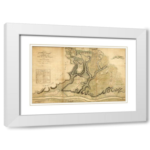 Burgoynes position at Freemans Farm on the Hudson 1777 White Modern Wood Framed Art Print with Double Matting by Vintage Maps