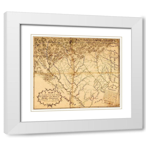 Carolina provide Indian Lands 1777 White Modern Wood Framed Art Print with Double Matting by Vintage Maps