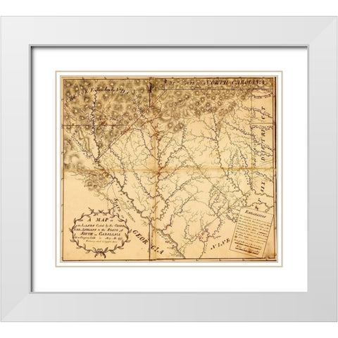 Carolina provide Indian Lands 1777 White Modern Wood Framed Art Print with Double Matting by Vintage Maps