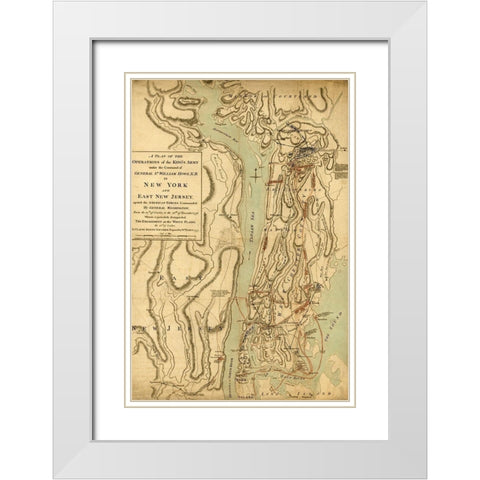Conflict in New Jersey 1776 White Modern Wood Framed Art Print with Double Matting by Vintage Maps