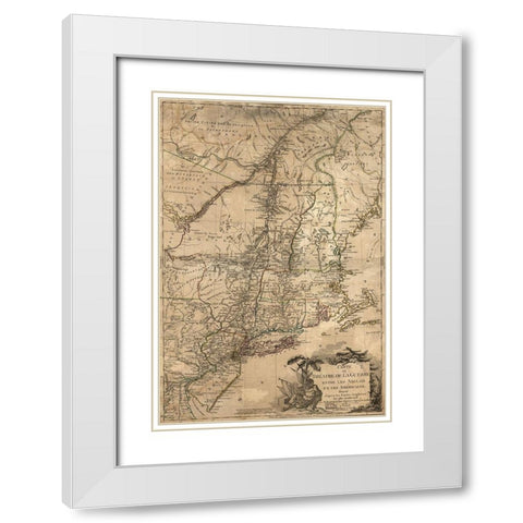Theatre of War in the Thirteen Colonies 1777 White Modern Wood Framed Art Print with Double Matting by Vintage Maps
