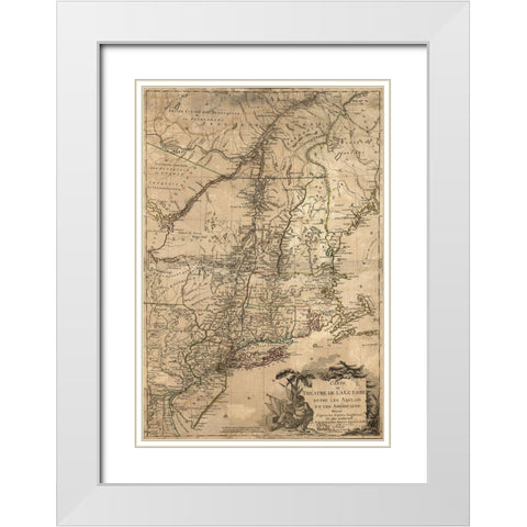 Theatre of War in the Thirteen Colonies 1777 White Modern Wood Framed Art Print with Double Matting by Vintage Maps