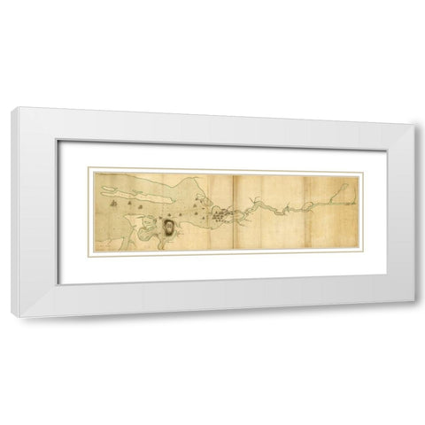 Operations of the English Fleet at Penobscot River and Bay 1779 White Modern Wood Framed Art Print with Double Matting by Vintage Maps