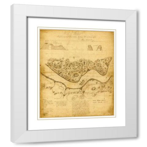 West Point 1783 White Modern Wood Framed Art Print with Double Matting by Vintage Maps