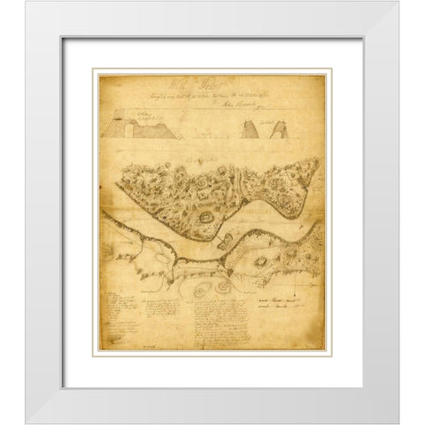 West Point 1783 White Modern Wood Framed Art Print with Double Matting by Vintage Maps