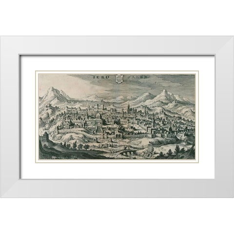 Antique Map of Jerusalem White Modern Wood Framed Art Print with Double Matting by Vintage Maps
