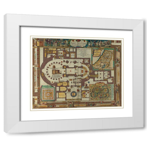 Antique Map of Jerusalem White Modern Wood Framed Art Print with Double Matting by Vintage Maps