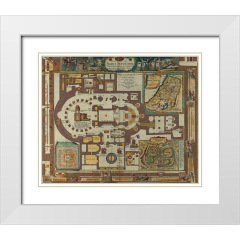 Antique Map of Jerusalem White Modern Wood Framed Art Print with Double Matting by Vintage Maps