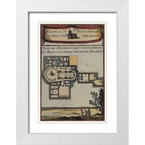 Antique Map of Jerusalem White Modern Wood Framed Art Print with Double Matting by Vintage Maps