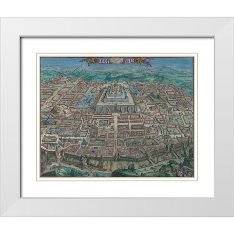 Antique Map of Jerusalem White Modern Wood Framed Art Print with Double Matting by Vintage Maps