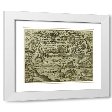 Antique Map of Jerusalem White Modern Wood Framed Art Print with Double Matting by Vintage Maps