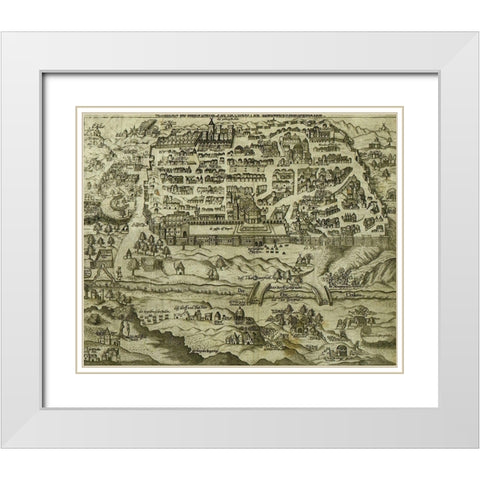 Antique Map of Jerusalem White Modern Wood Framed Art Print with Double Matting by Vintage Maps