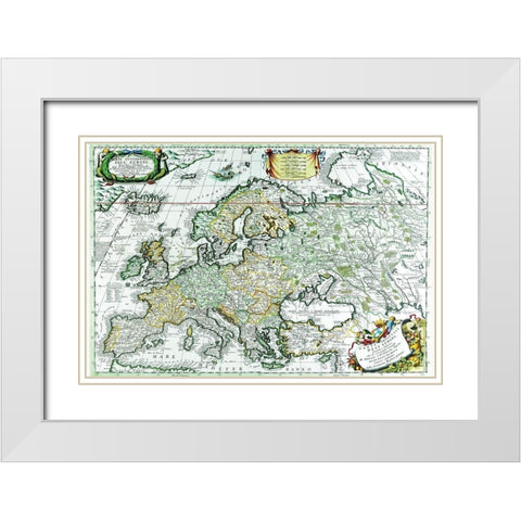 Europe White Modern Wood Framed Art Print with Double Matting by Coronelli, Vincenzo