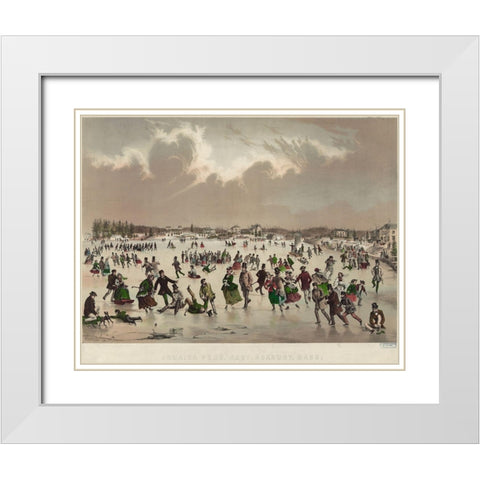 Jamaica Pond West Roxbury White Modern Wood Framed Art Print with Double Matting by Buford, J H